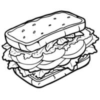 Close-up of a delicious blt sandwich with crispy bacon. lettuce. and tomato slices vector