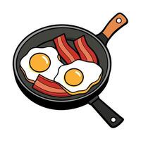 Bacon and eggs sizzling in a skillet. Perfect for breakfast or brunch recipes vector