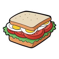 Hot Sandwich with Tomato Potherb mustard Egg and Bacon vector