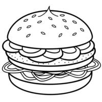 Burger with onions and cheese on white background with soft studio light. vector