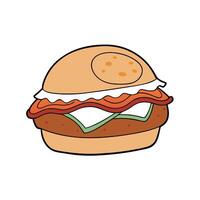 Bacon and egg burger vector