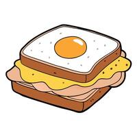 Ham Egg Cheese and Bacon Sandwich for Breakfast with . vector