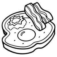 Bacon and egg on toast. food photography vector