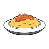 A plate of mashed potatoes with bacon and cheese on top vector
