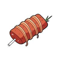 Grilled bacon wrapped beef with juniper and wine sauce vector