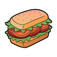 A delicious and hearty bacon. lettuce. and tomato sandwich on a toasted roll. vector