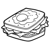 Egg and ham with cheese sandwich isolated on transparent or white background vector