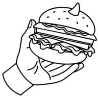 A close-up of a person holding a hamburger with bacon. cheese. and lettuce vector