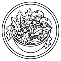 Kale salad with homemade dressing mushrooms bacon chili and balsamic vinegar vector