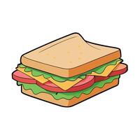 Croissant sandwich with ham. cheese and fried egg on blue sky background vector