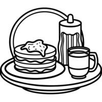 Classic American morning meal featuring syrupy pancakes and savory bacon. vector