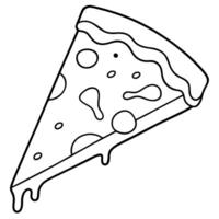 A slice of pizza sits on a white background. The pizza has a crispy crust. vector