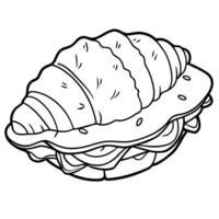 Croissant sandwich with ham and cheese isolated on transparent background. vector
