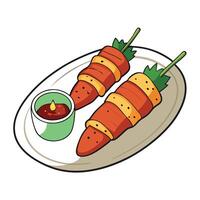 Bacon-wrapped jalapeno poppers with cheese. herbs. and spices. from above vector