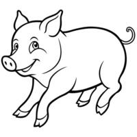 A white background showcasing a 3 dimensional depiction of a pig in motion vector