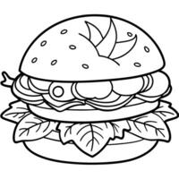 Delicious fish burger with tomatoes. cheese slices and fresh lettuce . vector