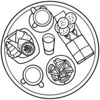 Breakfast Dishes on Restaurant Table from Above for Menu and Advertisement vector