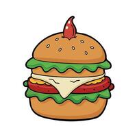 A spicy chicken burger adorned with jalapenos and smothered in spicy mayo. vector