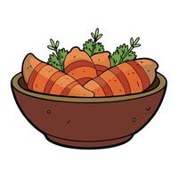 Bacon Wrapped Potatoes in a Rustic Bowl. rustic . potato . bacon . garnish vector