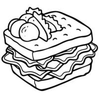Delicious sandwich with bacon. eggs. and fresh lettuce on toasted bread vector
