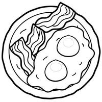 Breakfast Pizza with Fried Eggs and Bacon Isolated on a White Background vector