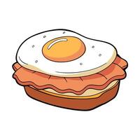 Delicious breakfast sandwich with bacon and fried egg isolated on white vector