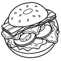 Hearty Breakfast Sandwich on a Bagel with eggs bacon and cheese background vector
