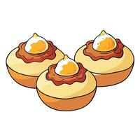 Delicious breakfast egg bites topped with crispy bacon and fresh chives vector