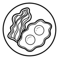 Bacon and eggs on a light gray background. Copy space. Food Photography vector