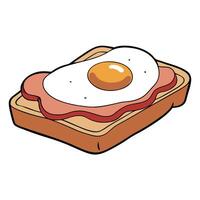 Gourmet open-faced sandwich with egg and bacon. cut out - stock . vector