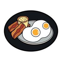 Big breakfast with bacon and scrambled eggs image in the dark background vector