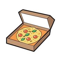 Carbonara pizza in a box on a white background. top view. for the menu vector
