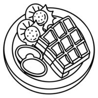 Delicious Breakfast Platter With Waffles. Bacon. Strawberries. and Eggs vector