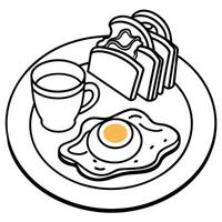 Breakfast Eggs Sunny Side Up With Bacon And Toast And a Cup of Coffee vector