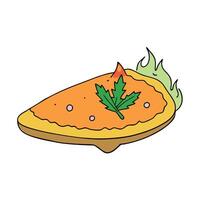Flammekueche. showcasing its thin crust and garnished with fresh herbs vector