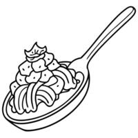 A forkful of pasta with cheese and pepper. Isolated on white background vector