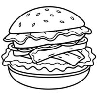 Delicious Burger Stacked With Bacon and Fresh Ingredients on White Surface vector
