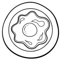 Fried egg on white plate isolated on transparent background. top view vector