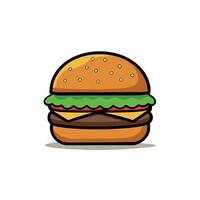 Burger with beef. lettuce. tomato. cheese. cucumber wih dark background vector