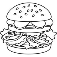 Hamburger made with cheese. tomatoes. onions. bacon on a wooden table vector