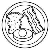 Delicious Breakfast with Crispy Bacon. Toasted Bread. and a Fried Egg vector