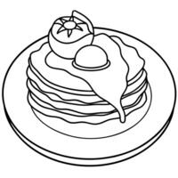 American breakfast - pancakes with bacon and egg. selective focus image. vector