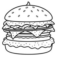 Delicious double cheeseburger with bacon and lettuce on a brioche bun vector