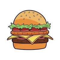 Double smash burger with crispy bacon cheddar cheese onions and fries vector