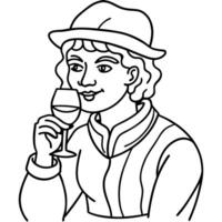 A person is holding a wine glass and is about to take a sip of wine vector