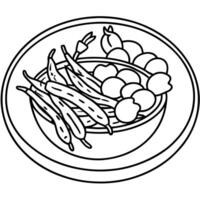 Green Beans Bacon. Country Style Catering Dish with Bacon and Onions vector