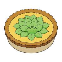 A succulent quiche lorraine top view isolated on white background vector