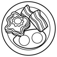 Delicious Breakfast Plate with Fried Eggs. Crispy Bacon. and Toast vector