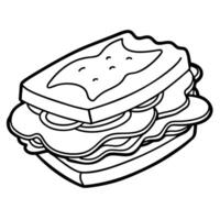 A sandwich with bacon. egg. and cheese displayed on a white surface vector