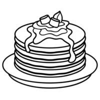 Delicious Stack of Pancakes with Bacon and Syrup on a White Plate vector
